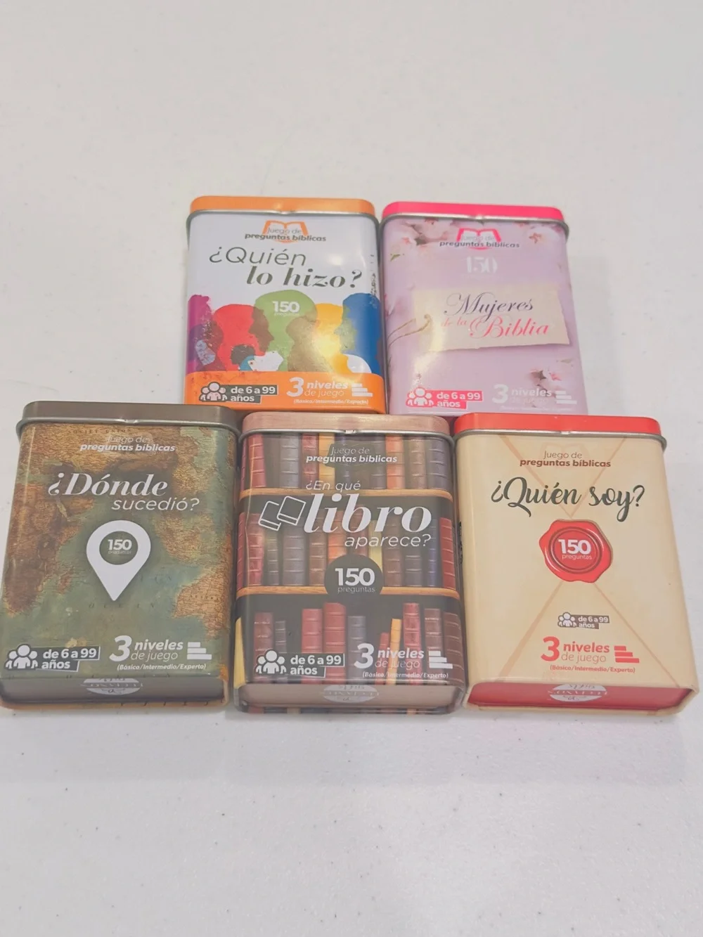 Juego de preguntas bíblicas - Set de 5 Latas Variadas